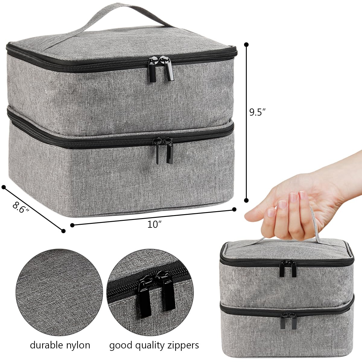 Fcozpjk top compartment open with manicure lamp secured and protected