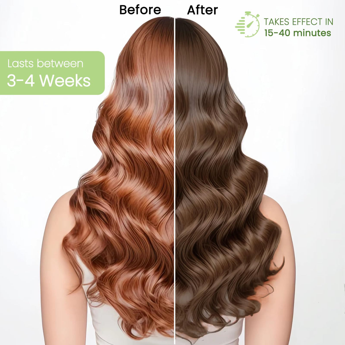 Fedulili in-shower application on wet hair demonstrating simple four-step use benefit