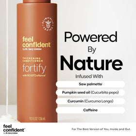 Feel Confident conditioner texture close-up showing lightweight cream