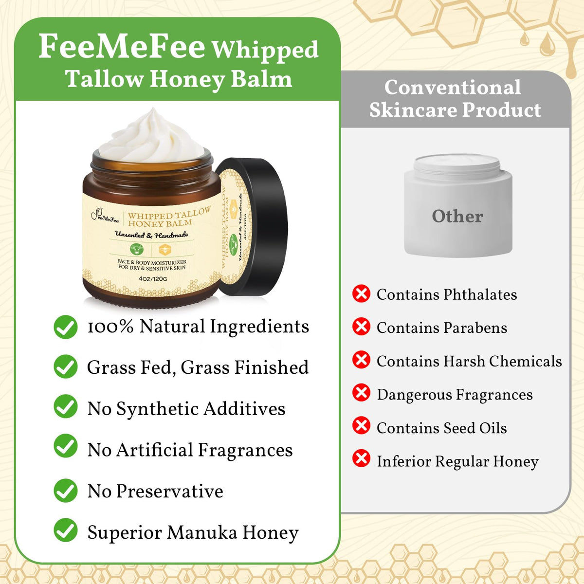FeeMeFee balm applied on hand, shows fast absorption and non-greasy finish