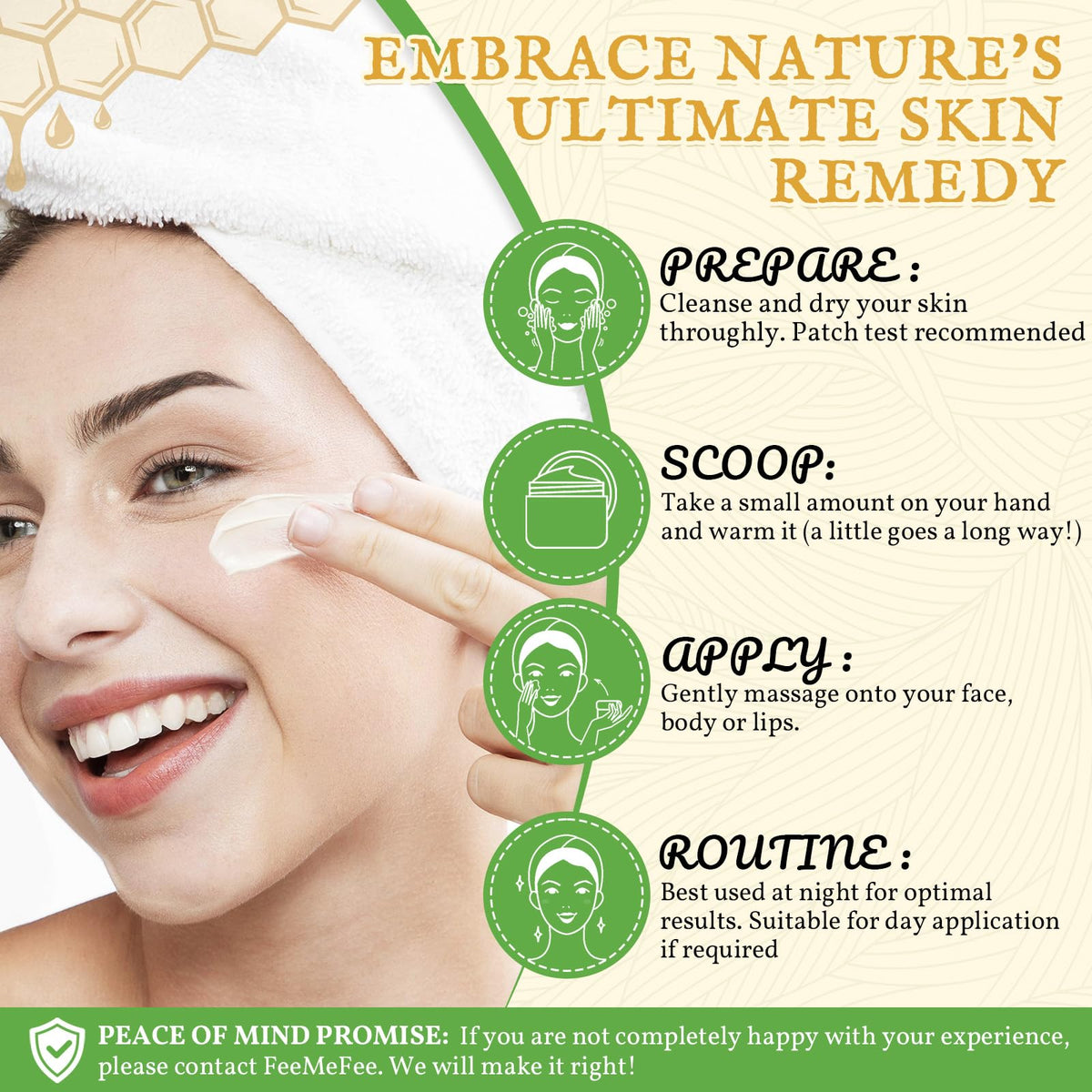 FeeMeFee application on hand showing smooth spread and immediate hydration