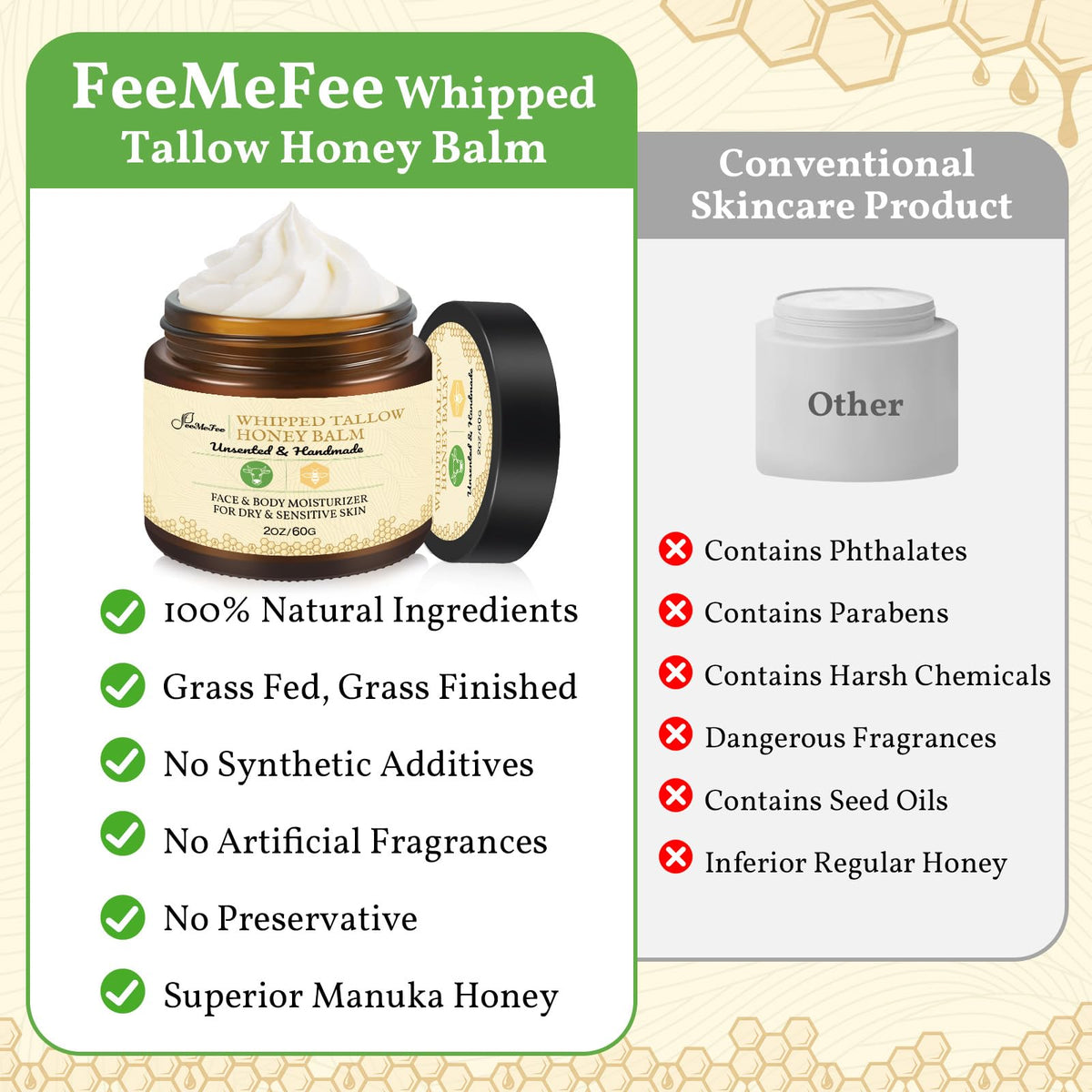 FeeMeFee jar open to reveal creamy whipped balm and nourishment-ready texture