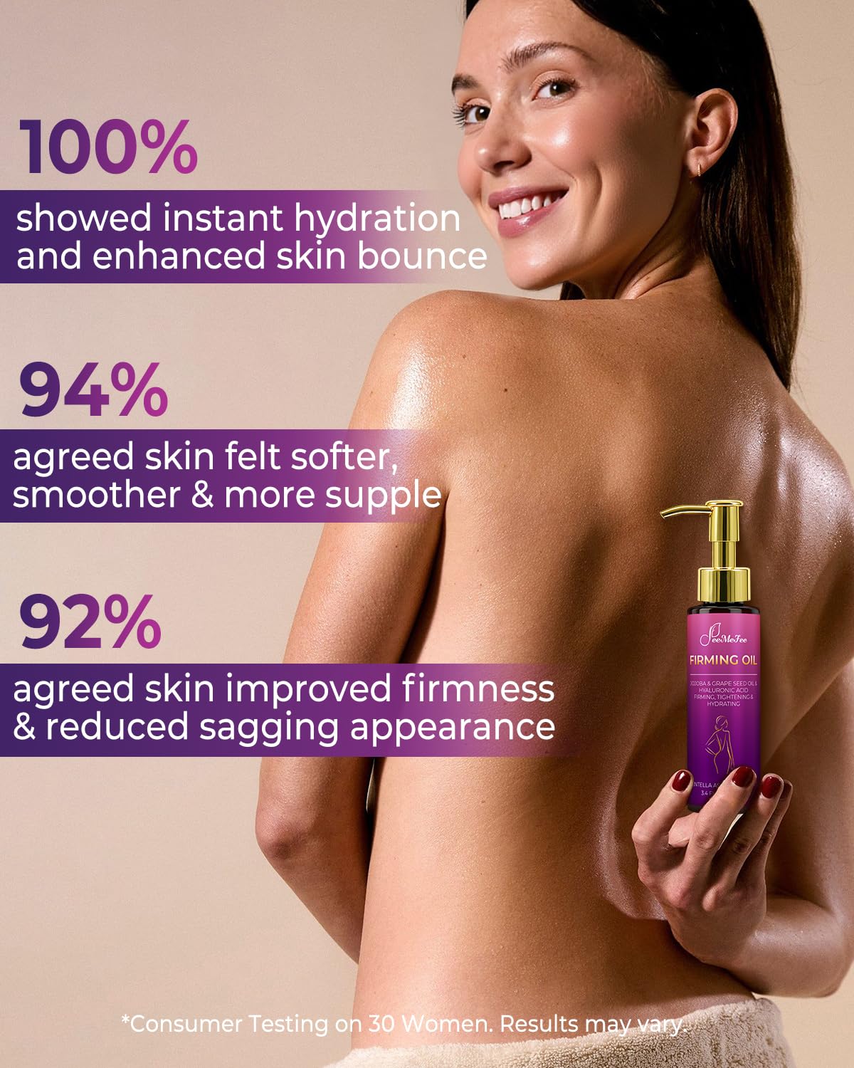 FeeMeFee oil applied on hand illustrating easy spread and quick absorption
