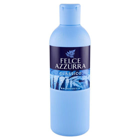 Felce Azzurra bottle next to everyday items showing 22 oz scale for home use