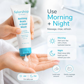 FelorShop woman washing face demonstrating daily gentle routine