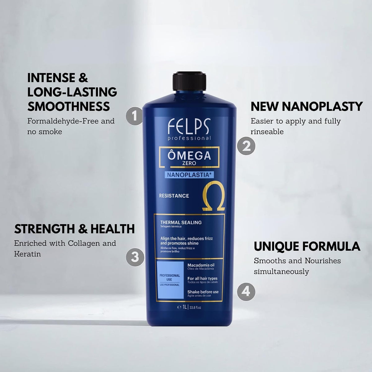 Felps Professional after treatment on model, glossy smooth hair benefit