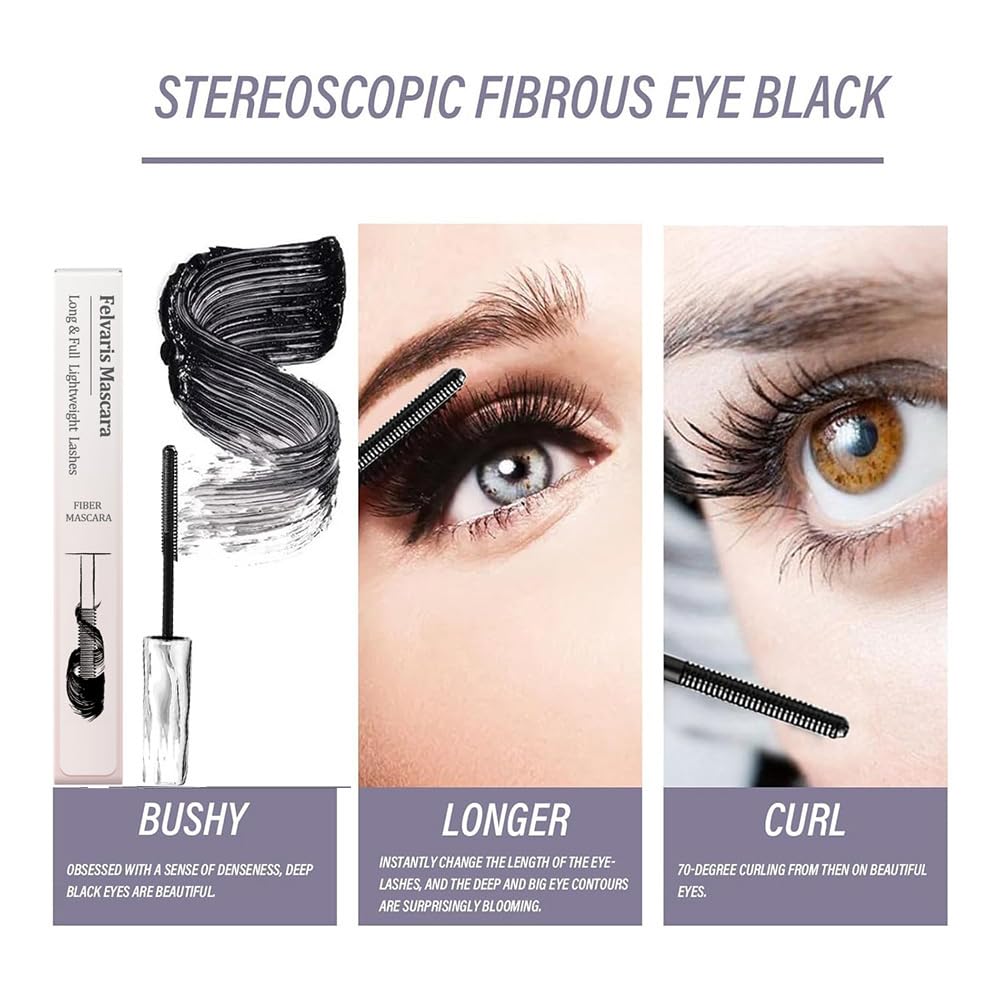Felvaris Mascara open tube with wand showing applicator design and easy layering benefit