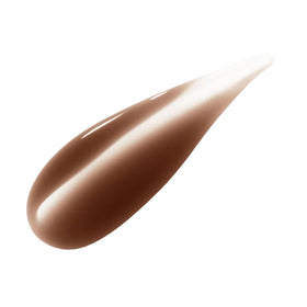 FENTY BEAUTY gloss wand applicator with Hot Chocolit swatch showing reflective shine benefit
