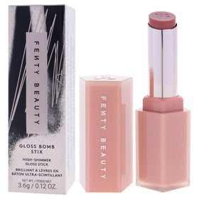 FENTY BEAUTY Gloss Bomb Stix applied on lips displaying glossy shimmer and color payoff