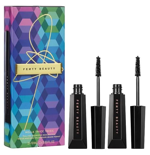 Fenty Beauty mascara duo front packaging showing two full-size tubes and shade label