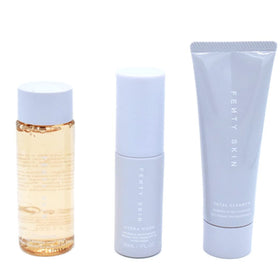 FENTY BEAUTY Start’r Set front packaging showing three travel-size products benefits travel-ready routine