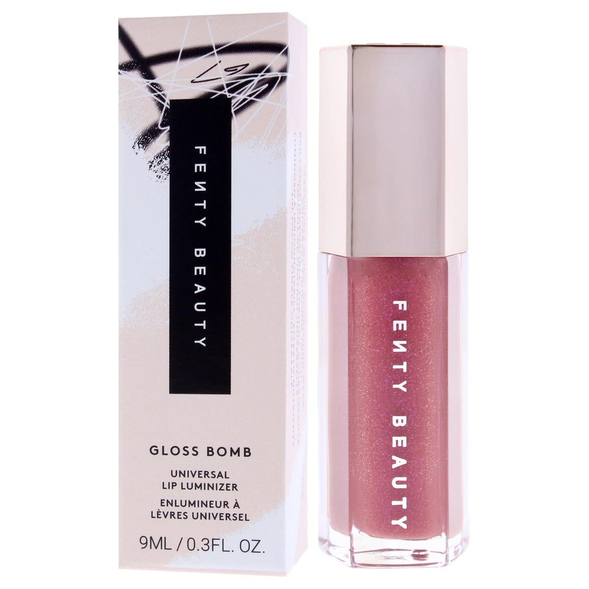 FENTY BEAUTY texture swatches on arm showing glossy finish and non-sticky benefit