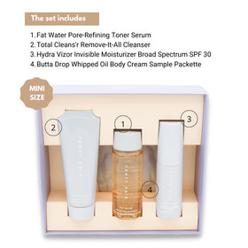 Fenty Skin Fat Water bottle closeup highlighting pore-refining liquid
