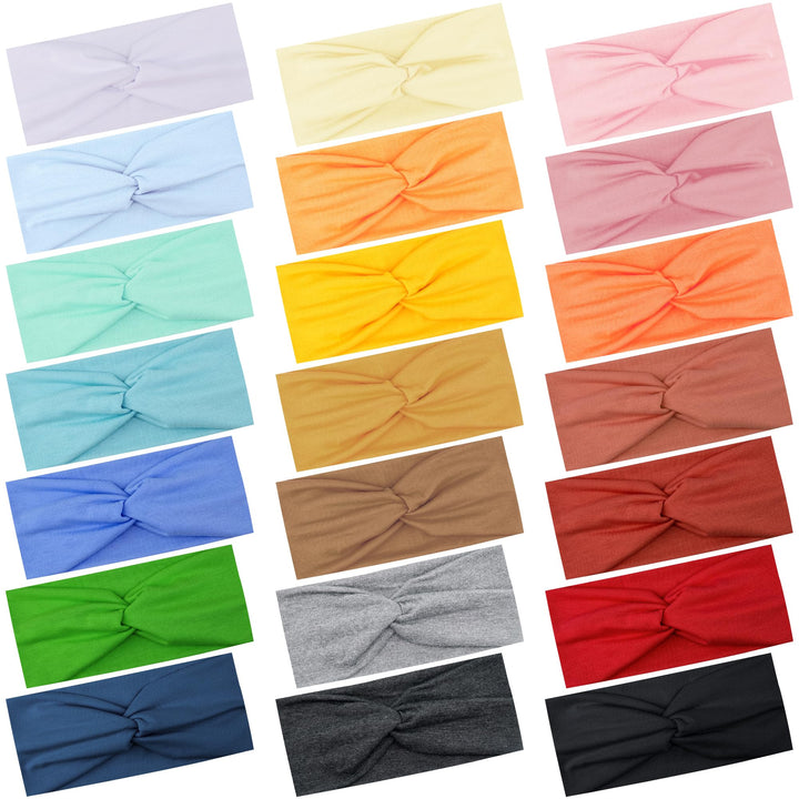 FEQO front view of 21 colorful headbands showing selection and convenience
