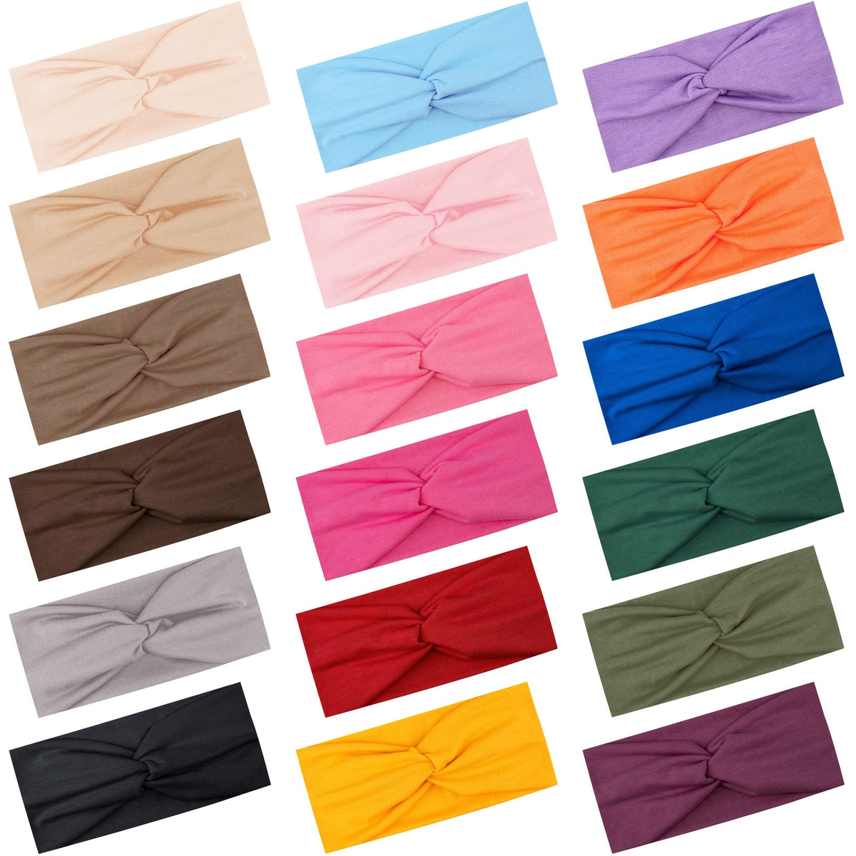 FEQO front packaging display showing 18 colorful twist headbands for outfit variety
