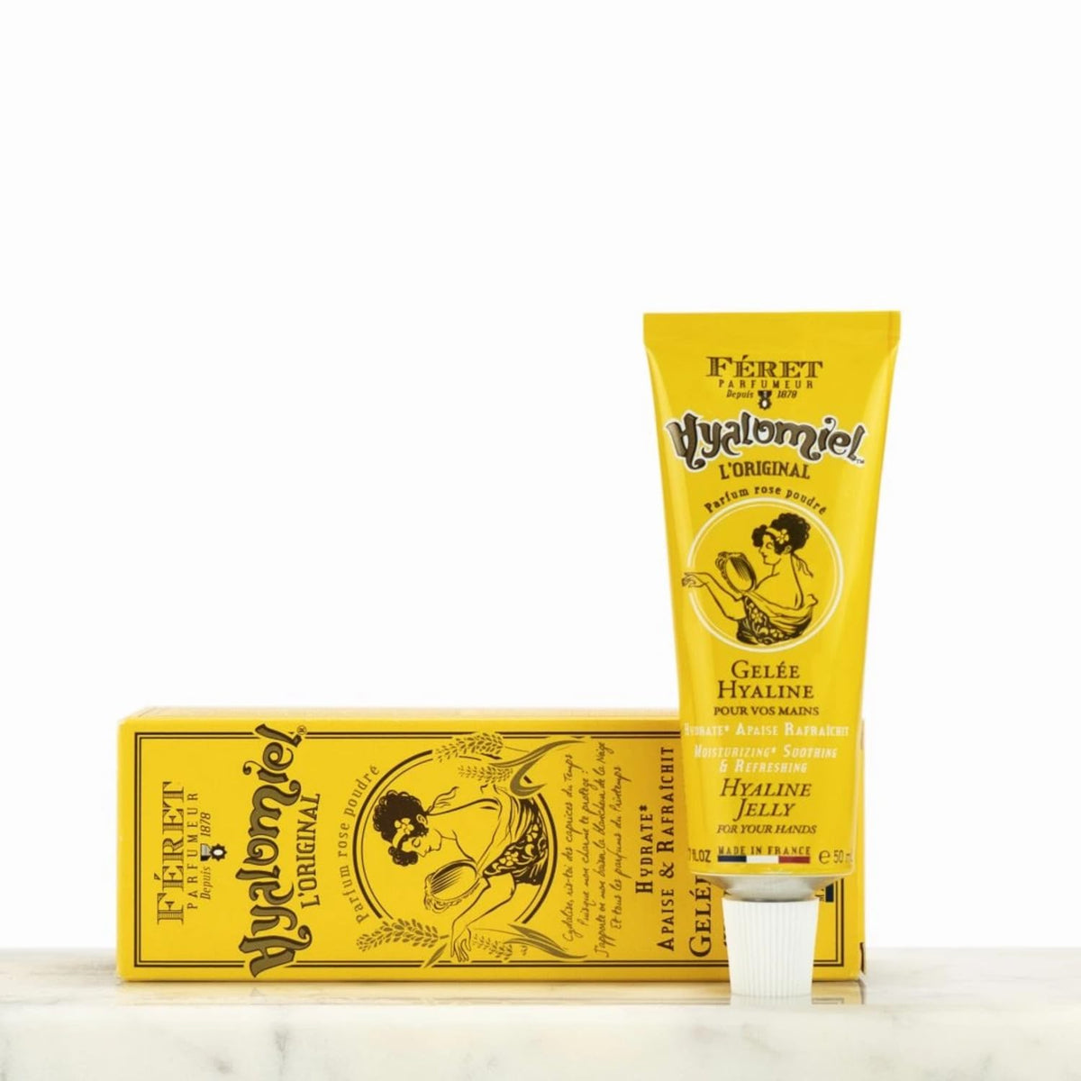 Feret Parfumeur tube beside ruler showing 50ml size for travel convenience