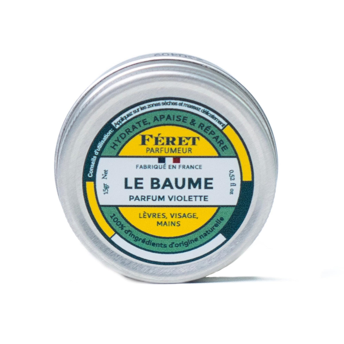 Feret Parfumeur tin front showing elegant vintage packaging and portability benefit