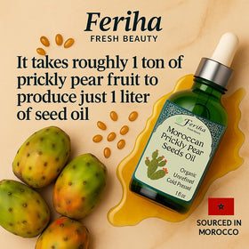 FERIHA applying oil to hair ends, frizz control and shine benefit
