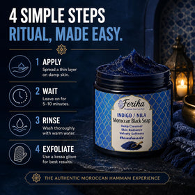 FERIHA traditional label detail highlighting handcrafted Moroccan origin