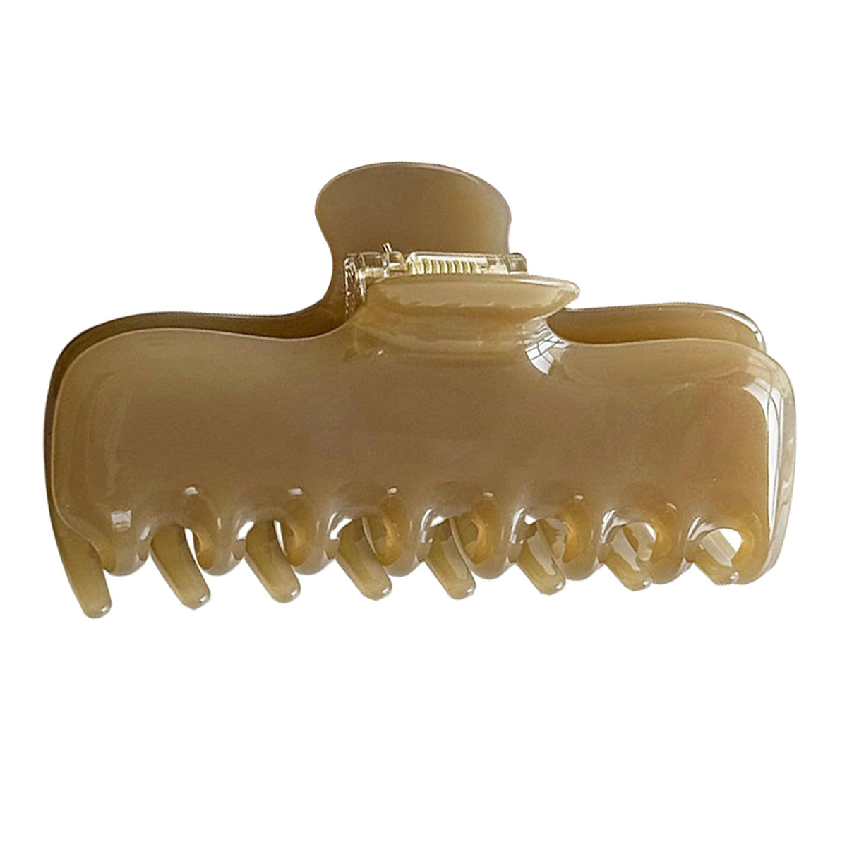 FidesAmor brown rectangular clip front view showing elegant jelly finish and secure hold