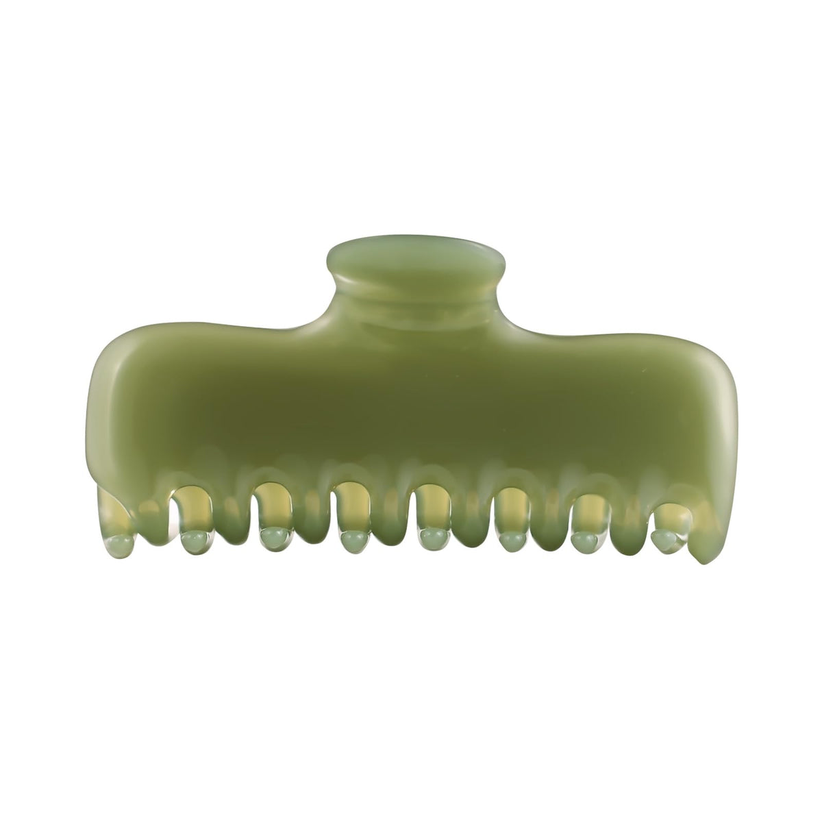FidesAmor front view of olive green clip showing sleek shape and secure hold