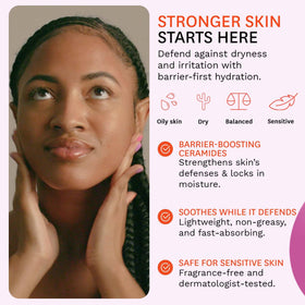 Fig.1 moisturizer texture on pump illustrating lightweight absorbency benefit