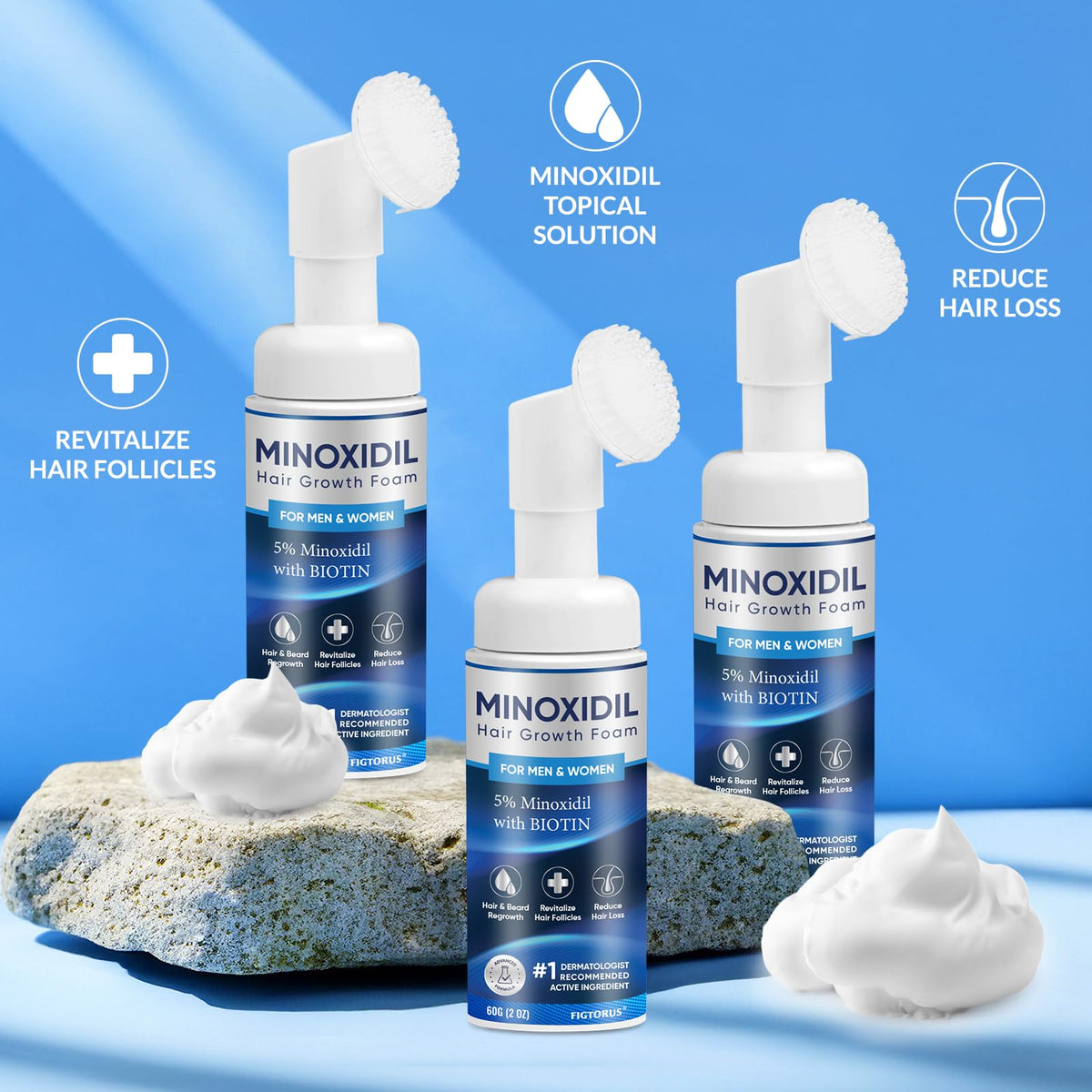 FIGTORUS applying foam to scalp for targeted hair support