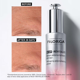 Filorga label close-up displaying key ingredients for skin-strengthening benefit