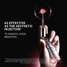 Filorga serum held in hand showing size and travel-friendly benefit