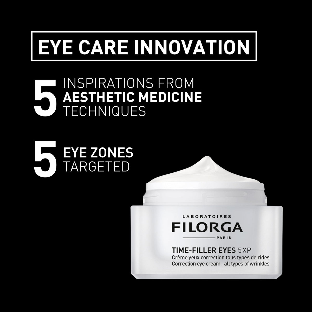 Filorga Time-Filler Eyes precision applicator tip applying small dose for controlled results