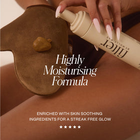 Filter By Molly-Mae applying mousse with mini mitt on face for precise, even coverage