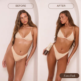 Filter By Molly-Mae before and after arm comparison showing deep, even bronzing