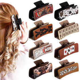 FineCheer front view of packaged western claw clips showing set variety and instant styling appeal