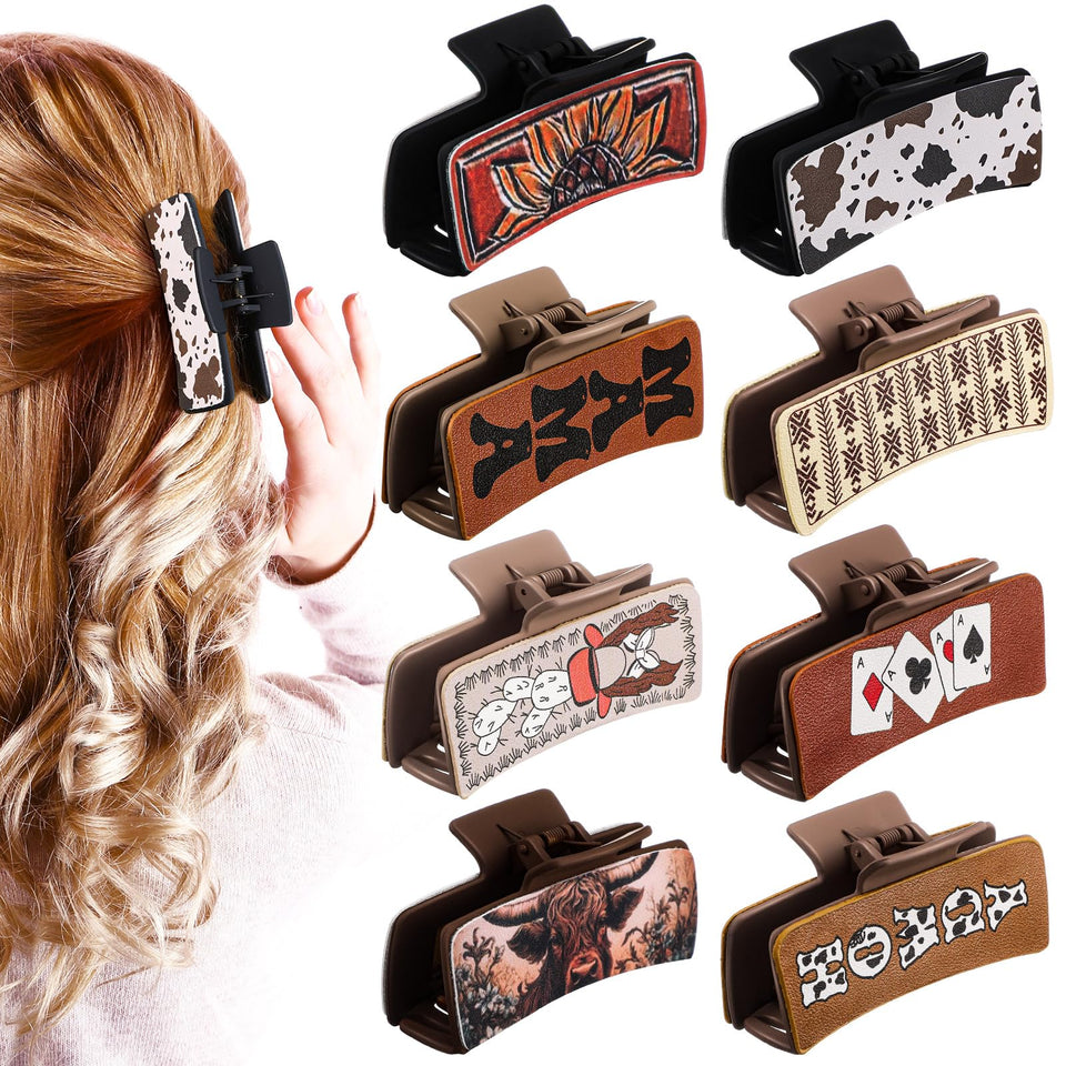 FineCheer front view of packaged western claw clips showing set variety and instant styling appeal