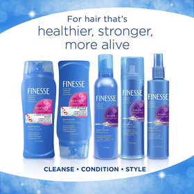 Finesse before and after hair swatch showing improved texture