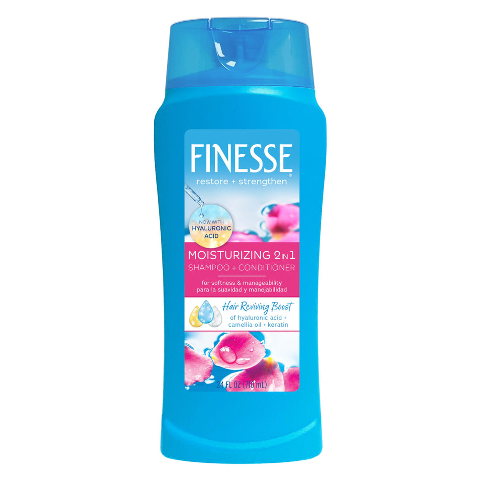 FINESSE front packaging showing 24 oz shampoo and conditioner, conveys value