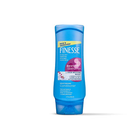 Finesse front packaging showing three 13 oz bottles and easy storage benefit