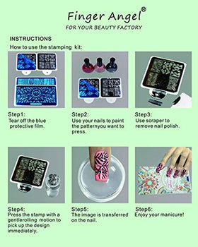FingerAngel selection of floral and letter patterns for varied nail art