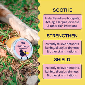 Finn Skin Hero beside a coin to show 1.75 oz size and portable benefit