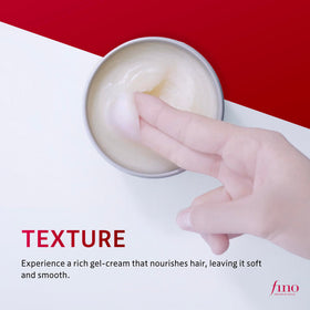 Fino applying mask on hair mid-lengths demonstrating smooth application