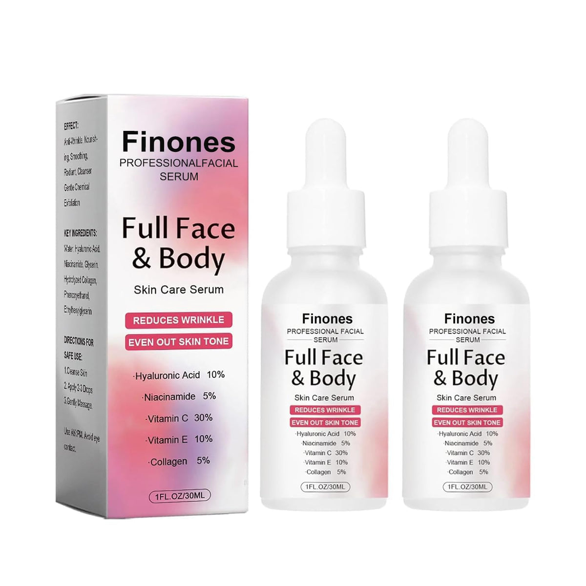 FINONES front bottle view showing sleek packaging and product benefits