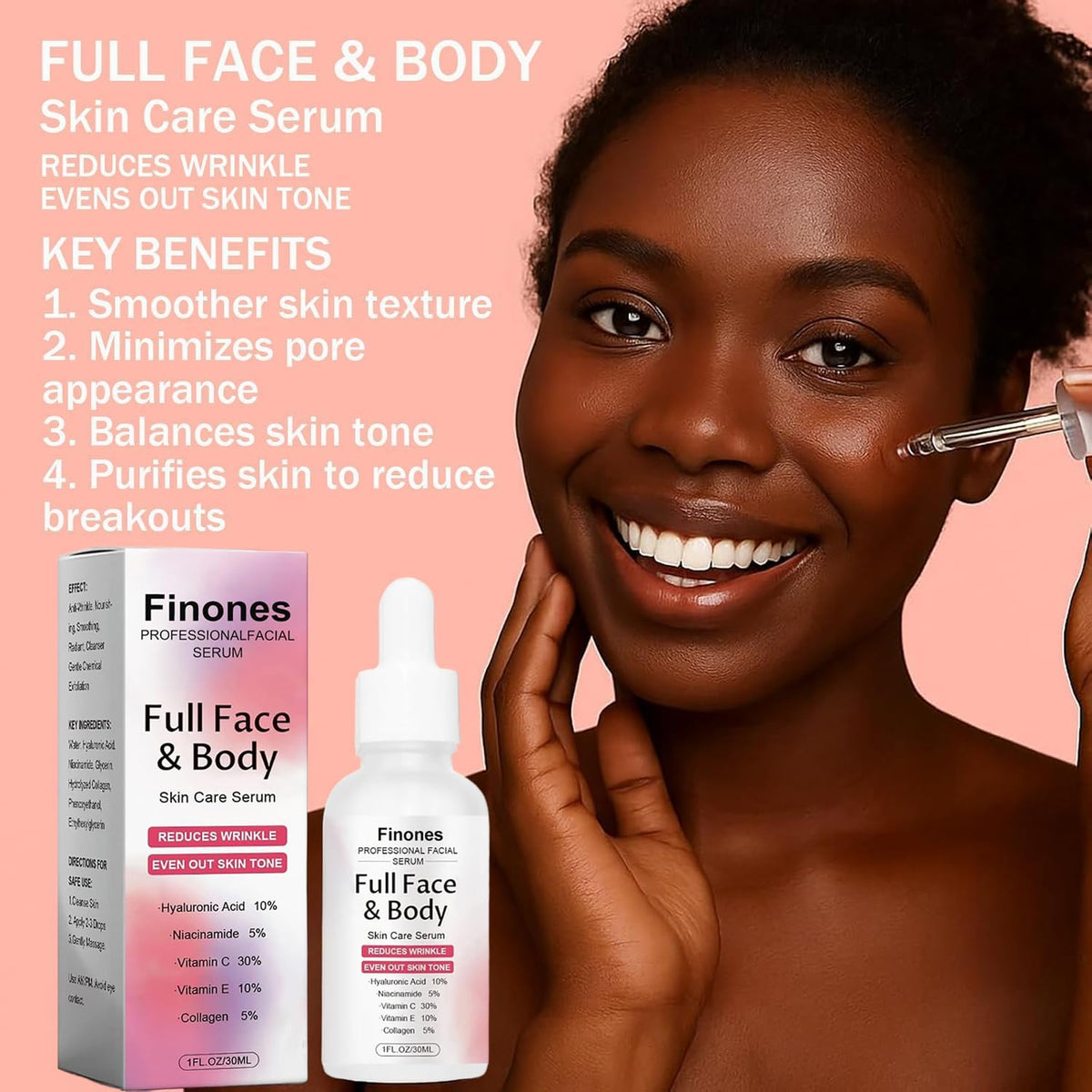 FINONES label close-up highlighting ingredients list and clarity