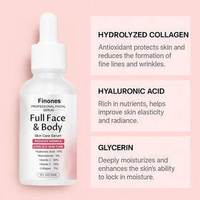 FINONES serum texture drops on skin showing lightweight absorption benefit