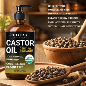 Fiora Naturals castor oil pack setup with cloth shows ritual readiness and soothing support