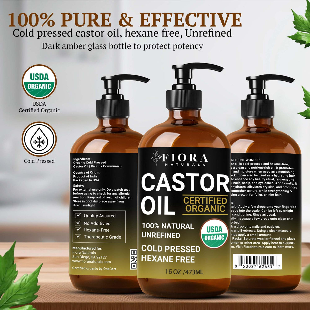 Fiora Naturals oil texture close-up reveals thick golden consistency for deep hydration