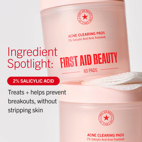 First Aid Beauty size comparison with hand showing compact 60-count convenience