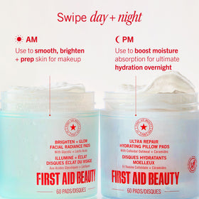 First Aid Beauty before and after skin highlighting improved texture
