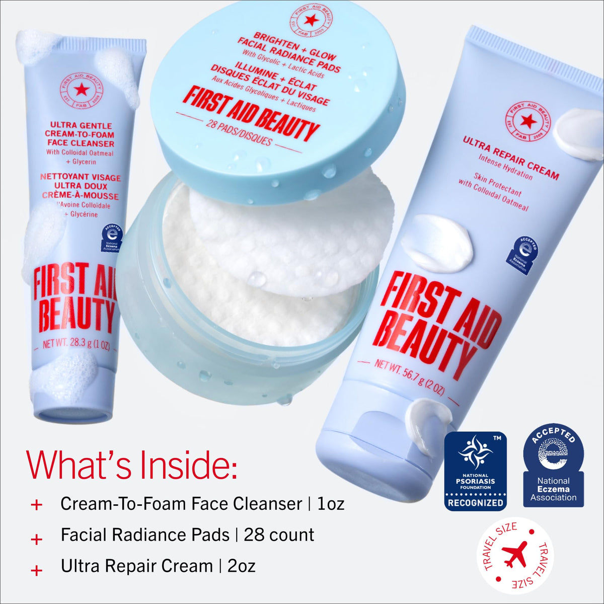 First Aid Beauty cleanser texture close-up demonstrating gentle, non-stripping foam