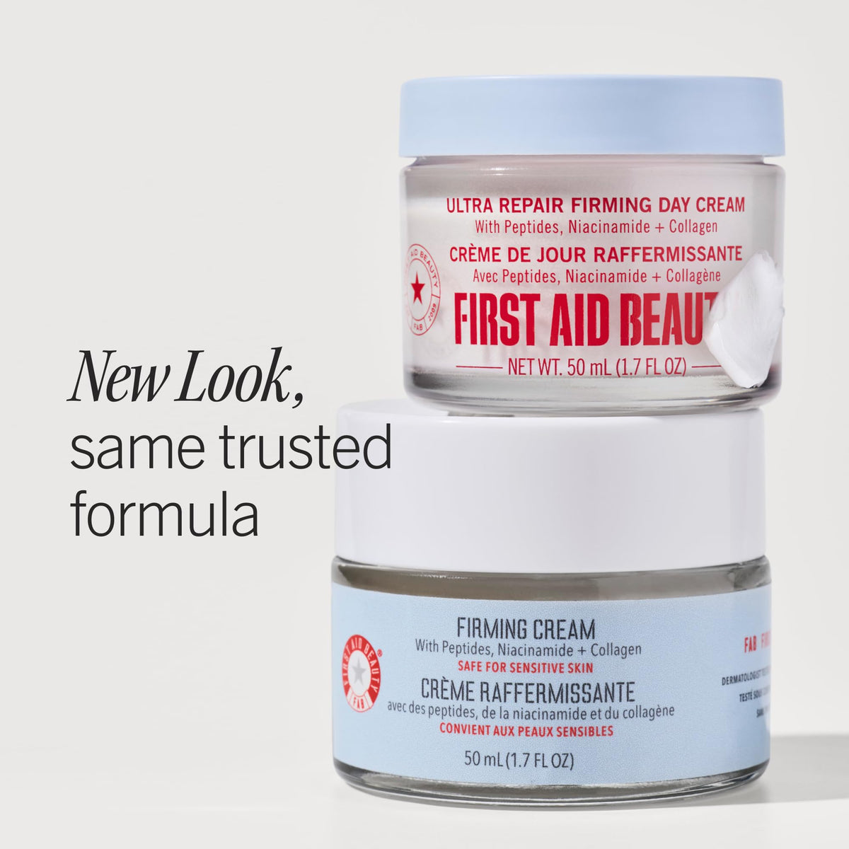 First Aid Beauty open jar texture shot highlighting rich hydrating cream benefit