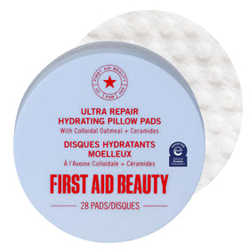 First Aid Beauty front packaging showing 28-count pads and benefits